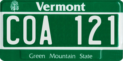 VT license plate COA121