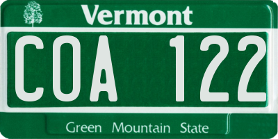 VT license plate COA122