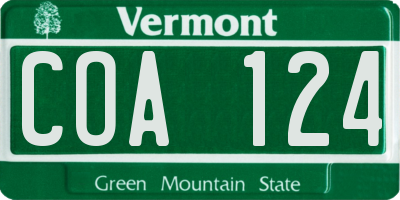 VT license plate COA124