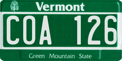 VT license plate COA126