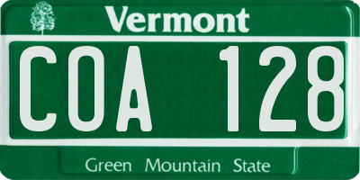 VT license plate COA128