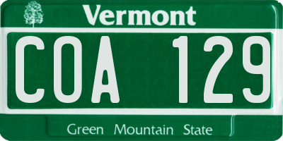 VT license plate COA129