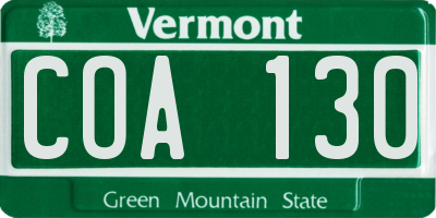 VT license plate COA130