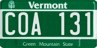 VT license plate COA131