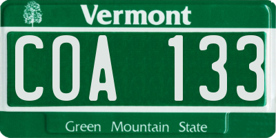 VT license plate COA133