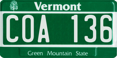 VT license plate COA136