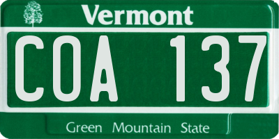 VT license plate COA137