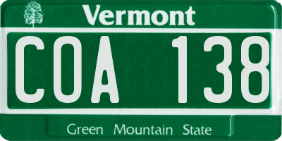 VT license plate COA138