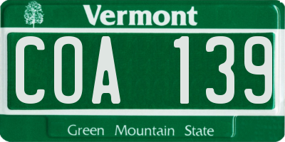 VT license plate COA139