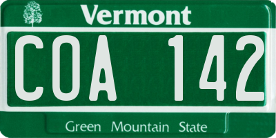 VT license plate COA142