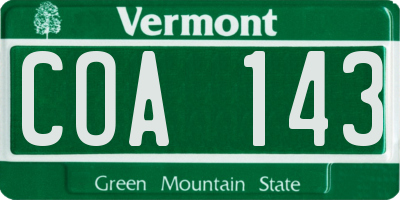 VT license plate COA143