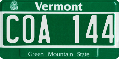 VT license plate COA144