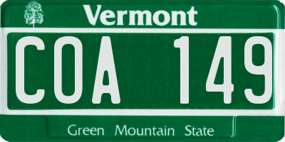 VT license plate COA149