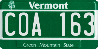 VT license plate COA163