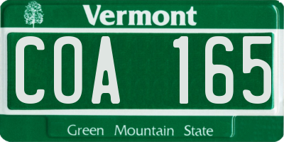 VT license plate COA165