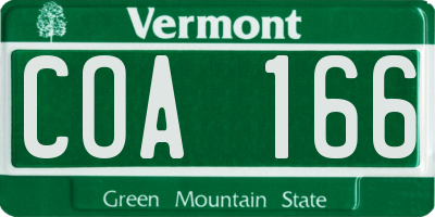 VT license plate COA166