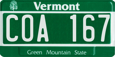 VT license plate COA167