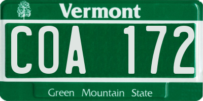 VT license plate COA172