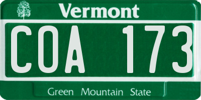 VT license plate COA173