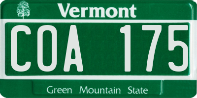 VT license plate COA175
