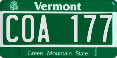 VT license plate COA177