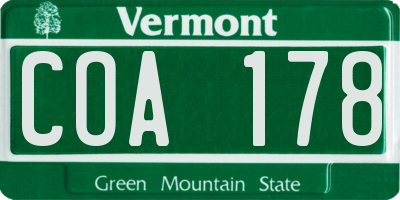 VT license plate COA178