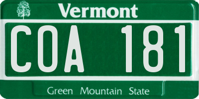 VT license plate COA181