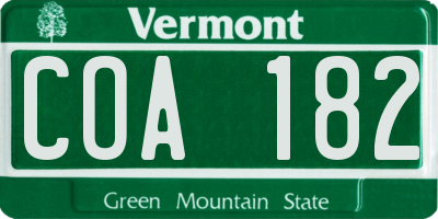 VT license plate COA182
