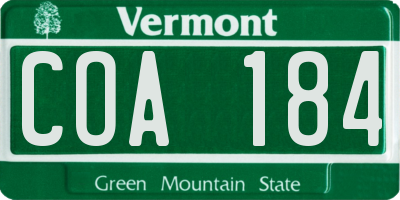 VT license plate COA184