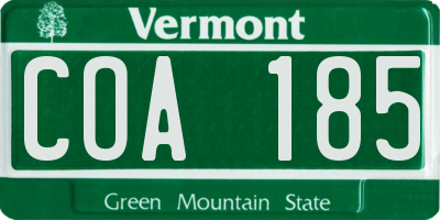 VT license plate COA185