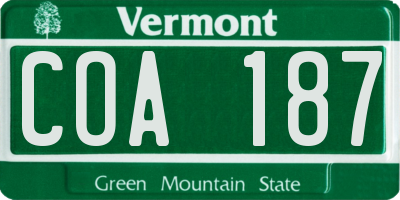 VT license plate COA187