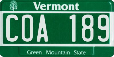 VT license plate COA189