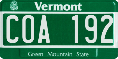 VT license plate COA192