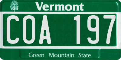 VT license plate COA197