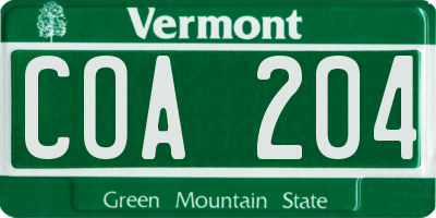 VT license plate COA204