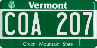 VT license plate COA207