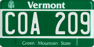 VT license plate COA209