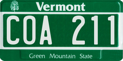 VT license plate COA211