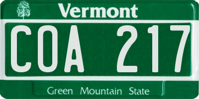 VT license plate COA217