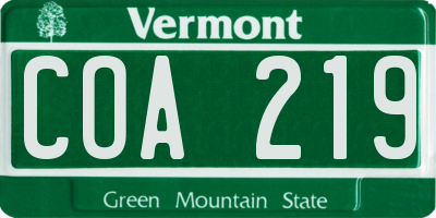 VT license plate COA219