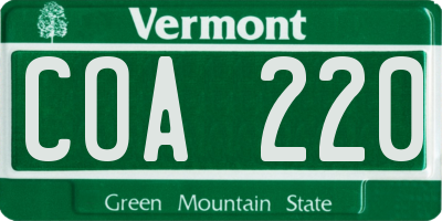 VT license plate COA220