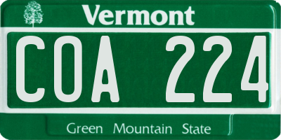 VT license plate COA224