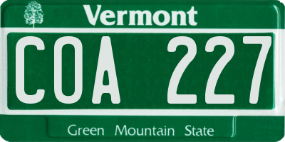 VT license plate COA227