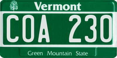 VT license plate COA230