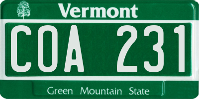 VT license plate COA231