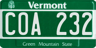 VT license plate COA232