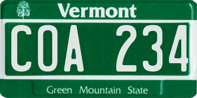 VT license plate COA234