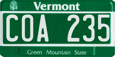 VT license plate COA235