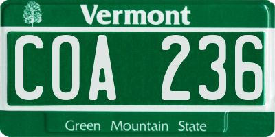 VT license plate COA236