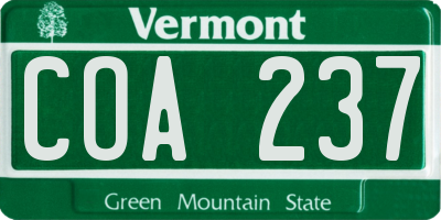 VT license plate COA237